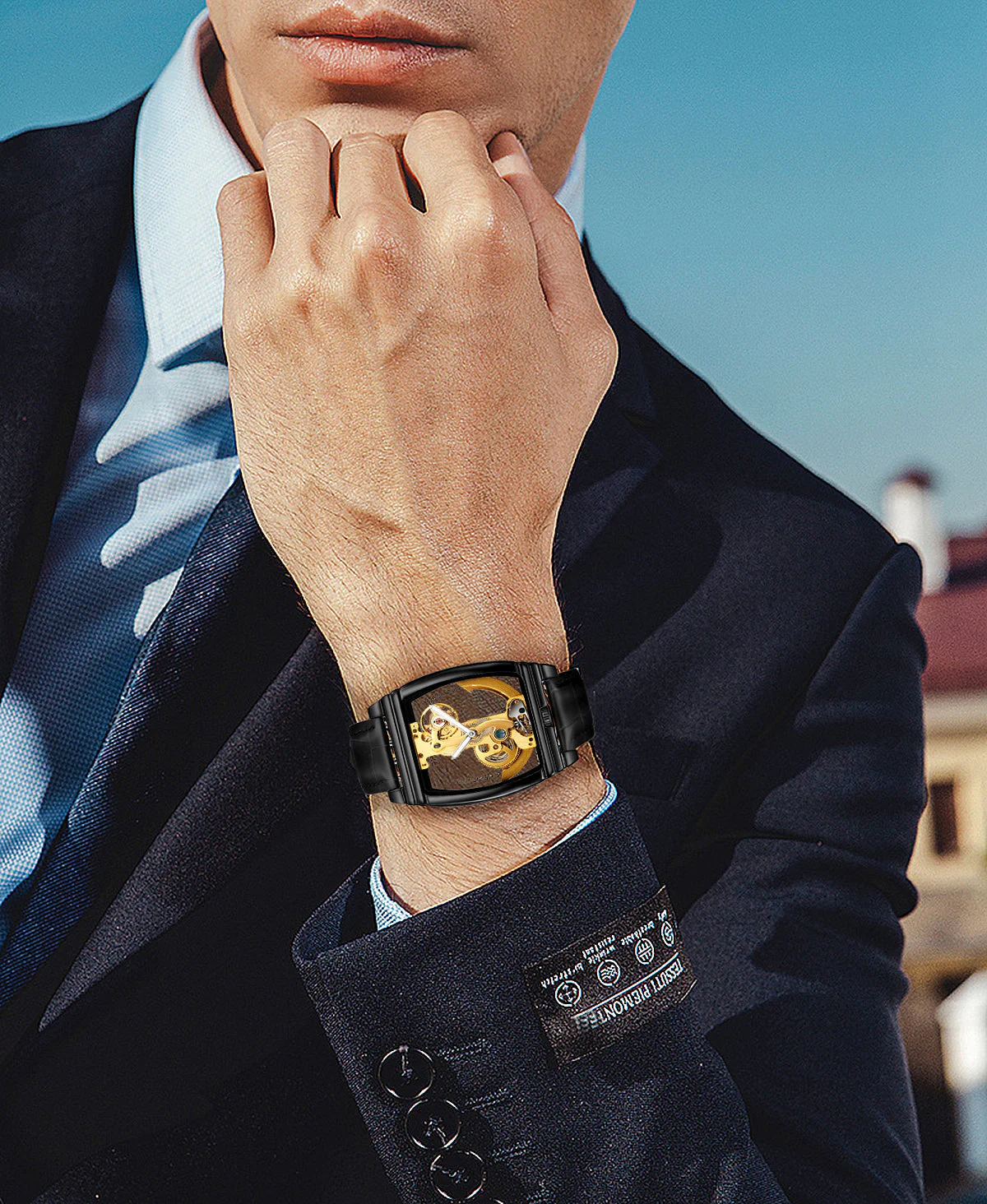 Elegant Self Winding Transparent Mechanical Men Watches - Image 2
