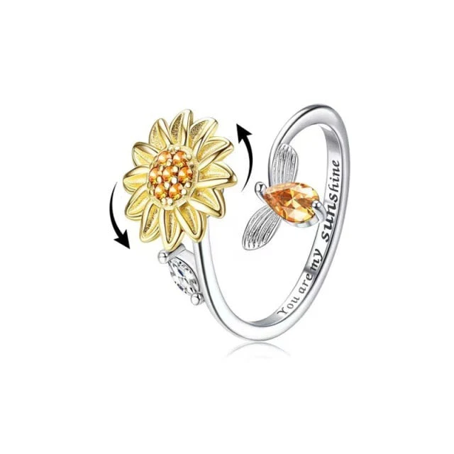 Elegant Sunflower Sunshine Rotating Ring - Image 7
