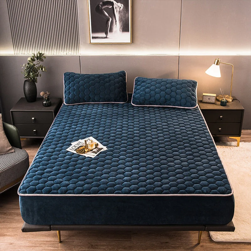Elegant Velvet Thick Mattress Cover - Image 19