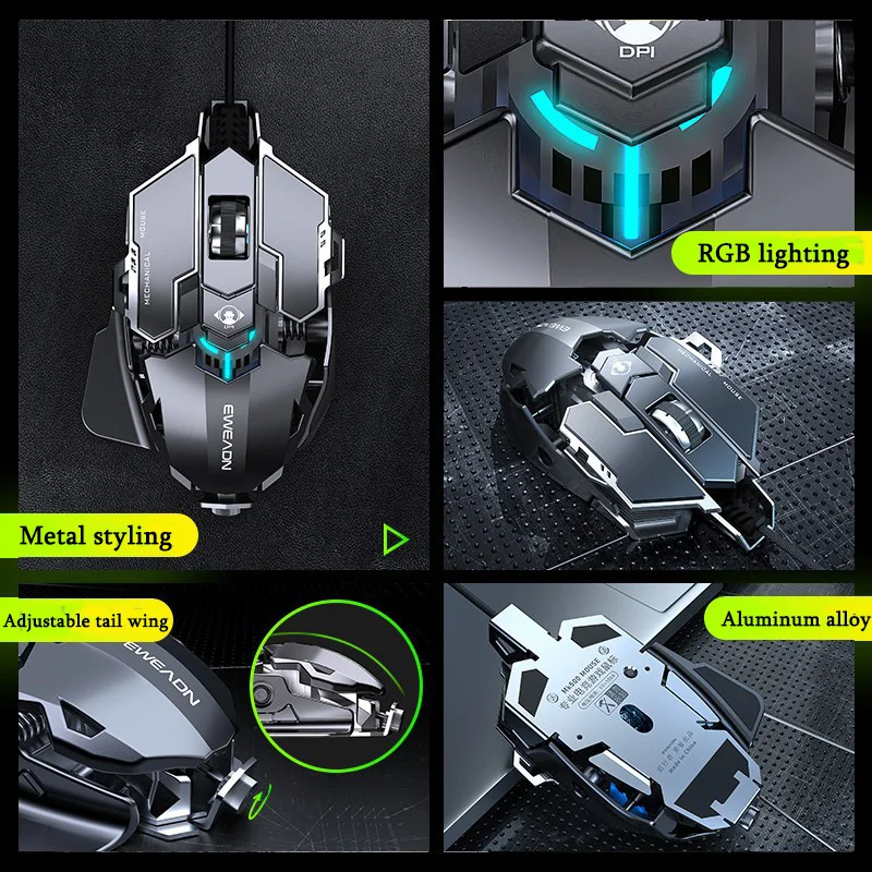 Ergonomic RGB Mechanical Metal Wired Gaming Mouse - Image 5