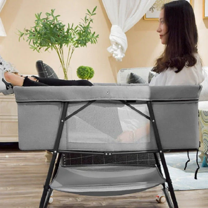 European Built-in Mosquito Net Foldable Baby Crib Infant Bed - Image 2