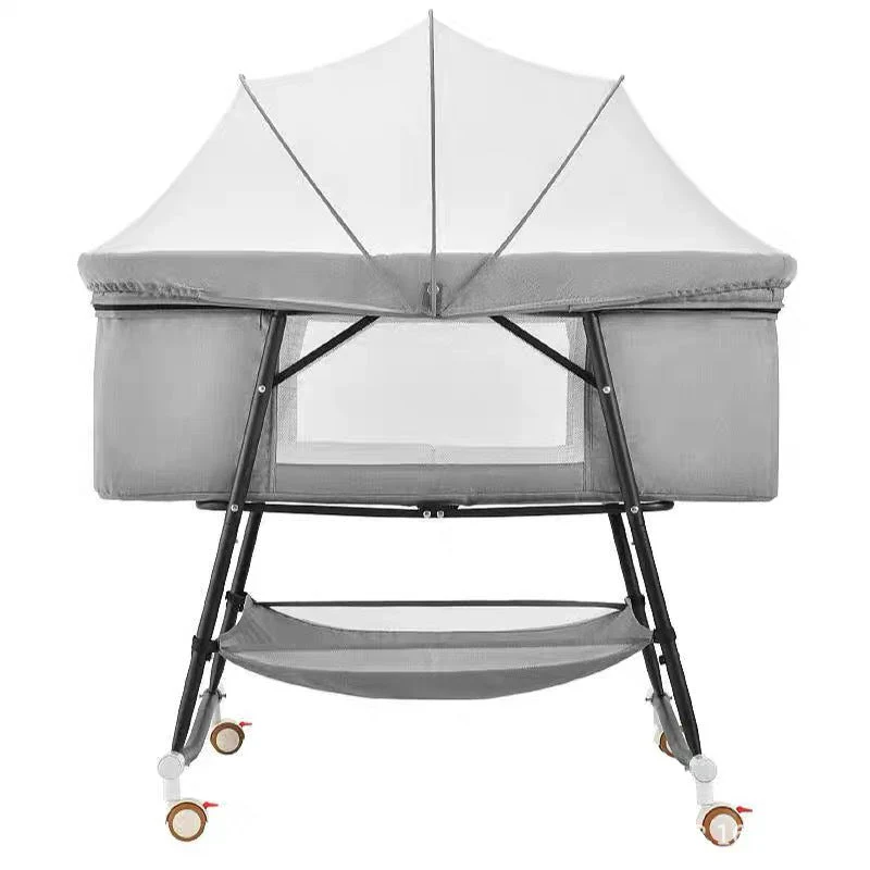 European Built-in Mosquito Net Foldable Baby Crib Infant Bed - Image 3