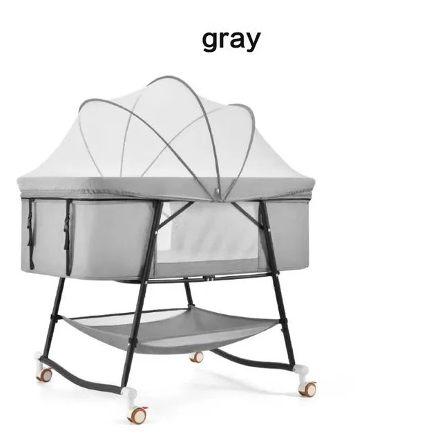 European Built-in Mosquito Net Foldable Baby Crib Infant Bed - Image 7