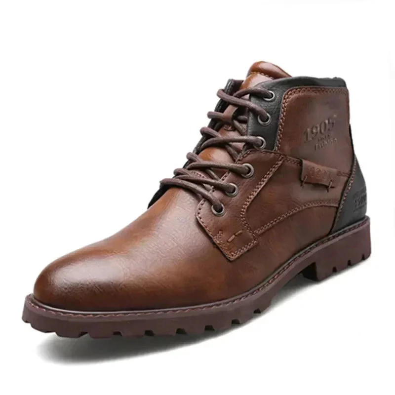 Fashion High-Cut Lace-up Vintage Style Men Winter Boots - Image 6