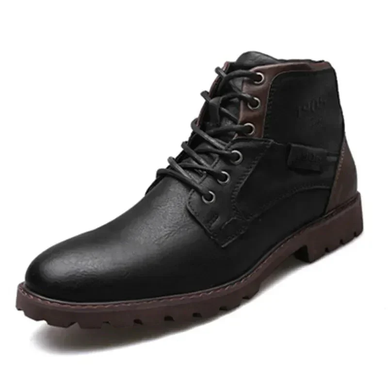 Fashion High-Cut Lace-up Vintage Style Men Winter Boots - Image 8