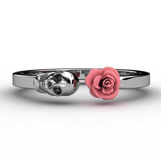 Fashion Skull Stainless Steel Red Rose Ring - Image 2
