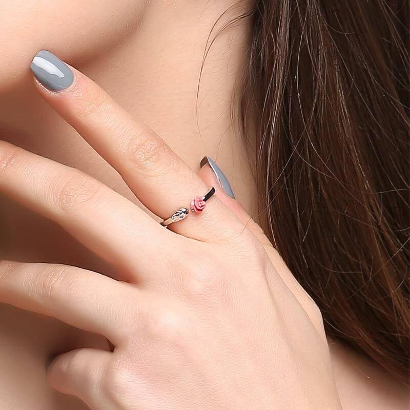 Fashion Skull Stainless Steel Red Rose Ring - Image 3