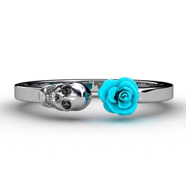 Fashion Skull Stainless Steel Red Rose Ring - Image 5