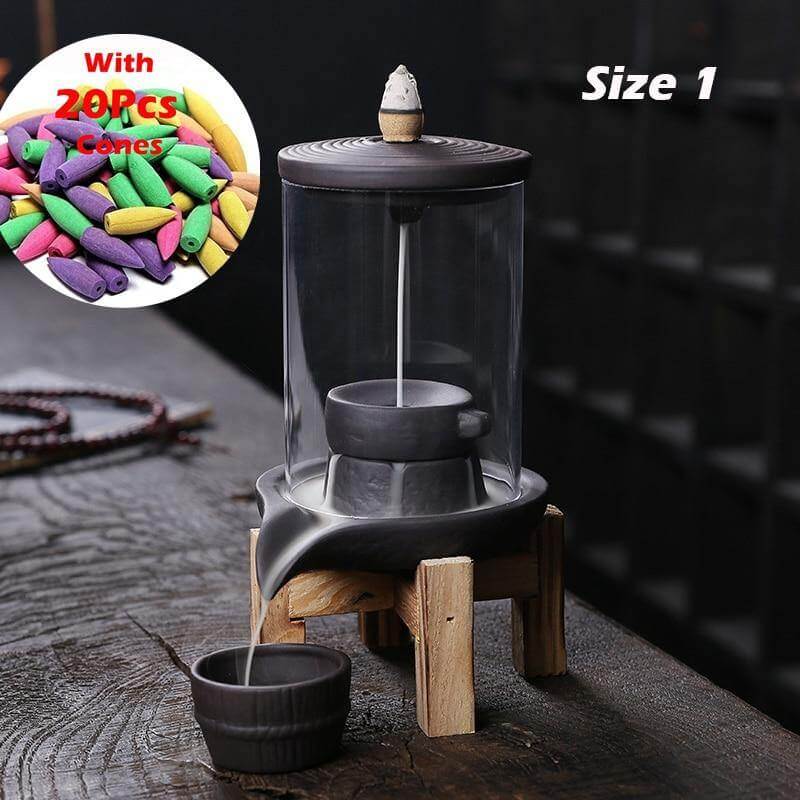 Feng Shui Ceramic Dragon Waterfall Incense Burner - Image 2