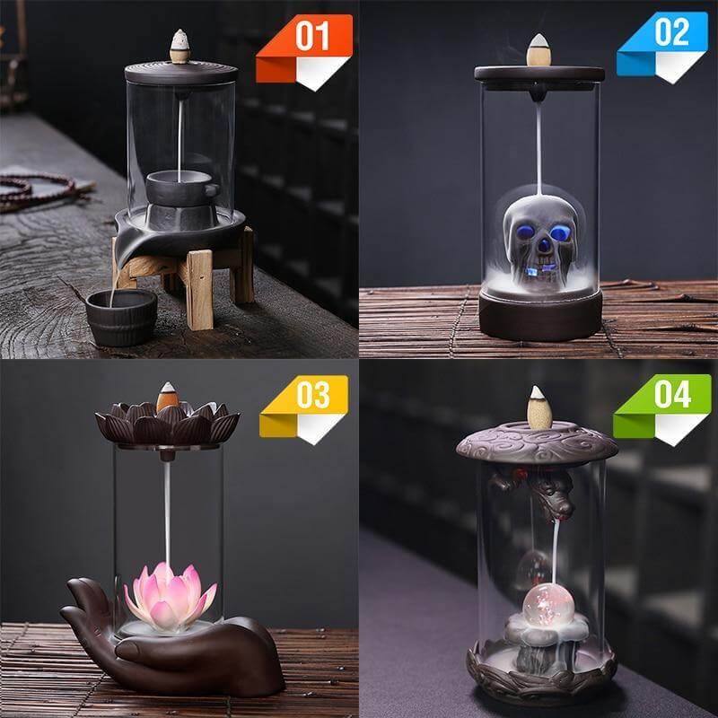 Feng Shui Ceramic Dragon Waterfall Incense Burner - Image 3
