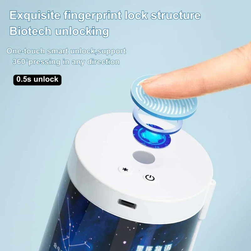 Fingerprint Lock Double Layer Cylindrical Pencil Case - Image 4