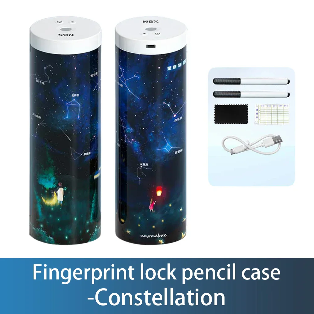 Fingerprint Lock Double Layer Cylindrical Pencil Case - Image 6