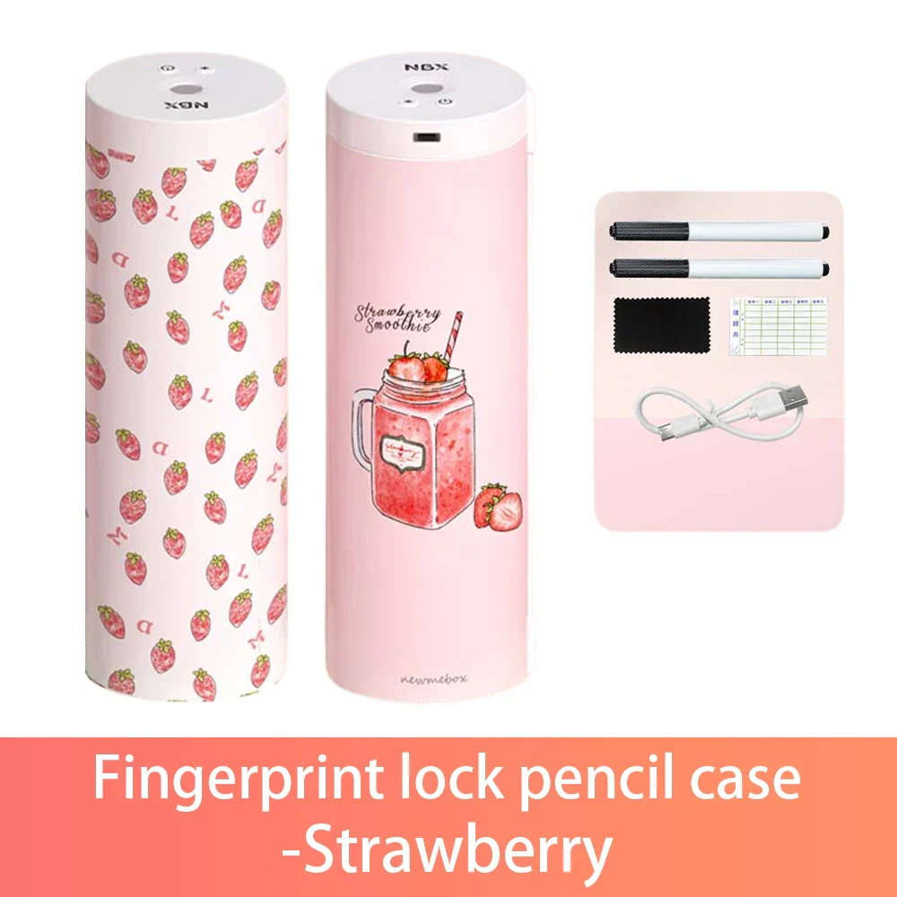 Fingerprint Lock Double Layer Cylindrical Pencil Case - Image 7