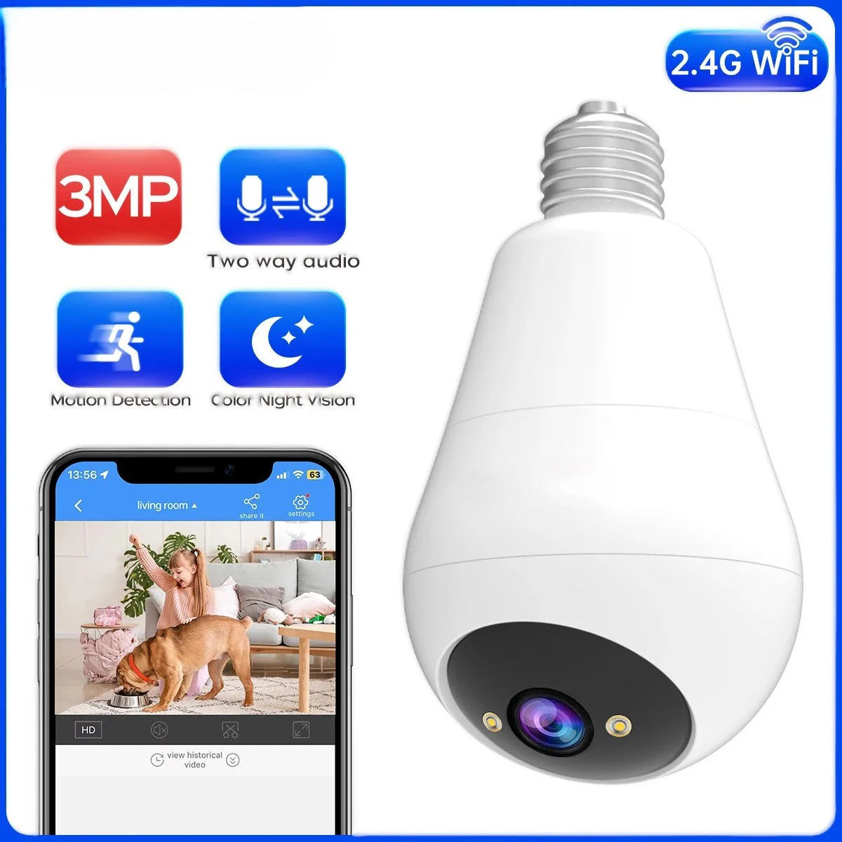 Fisheye Mini WiFi Bulb Security Camera - Image 6