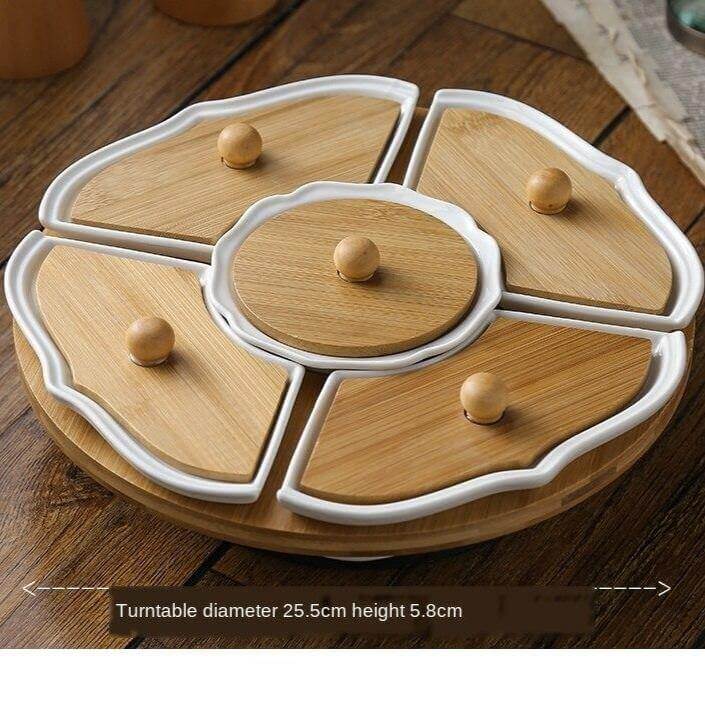 Five Grid Rotating Ceramic Breakfast Platter - Image 8