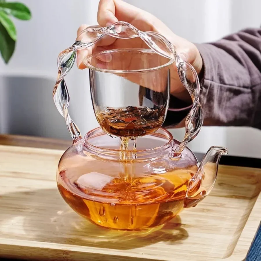 Floral Lid Design Tea Infuser Glass Teapot - Image 2