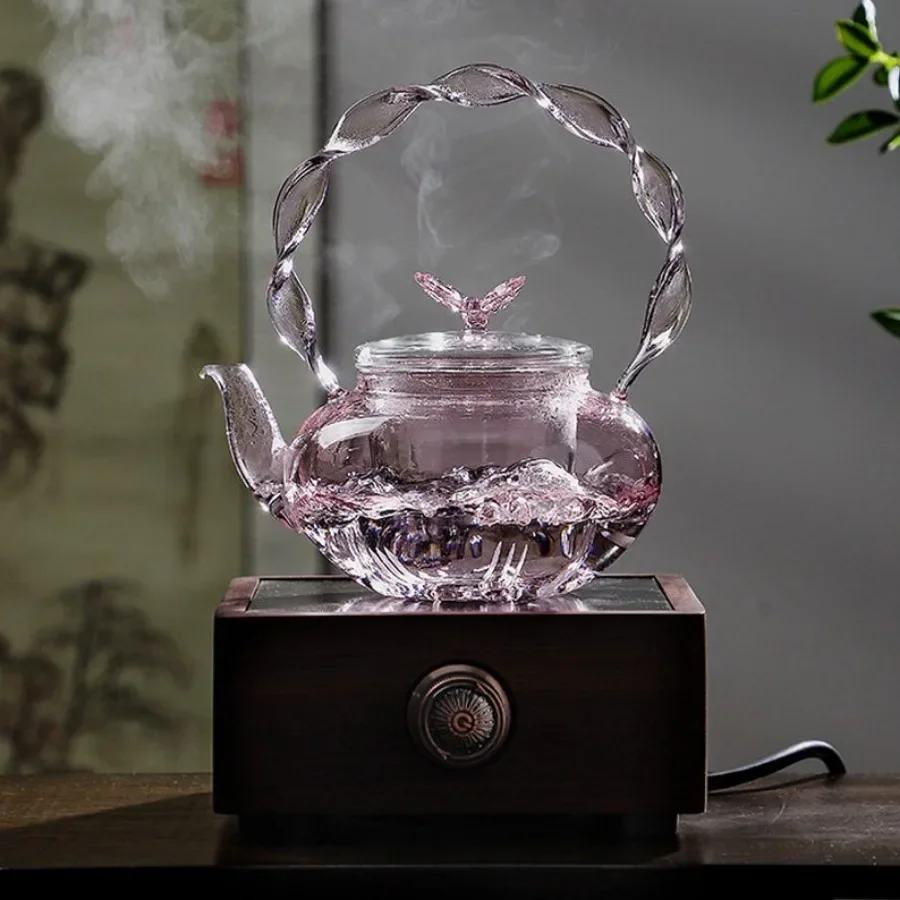 Floral Lid Design Tea Infuser Glass Teapot - Image 3