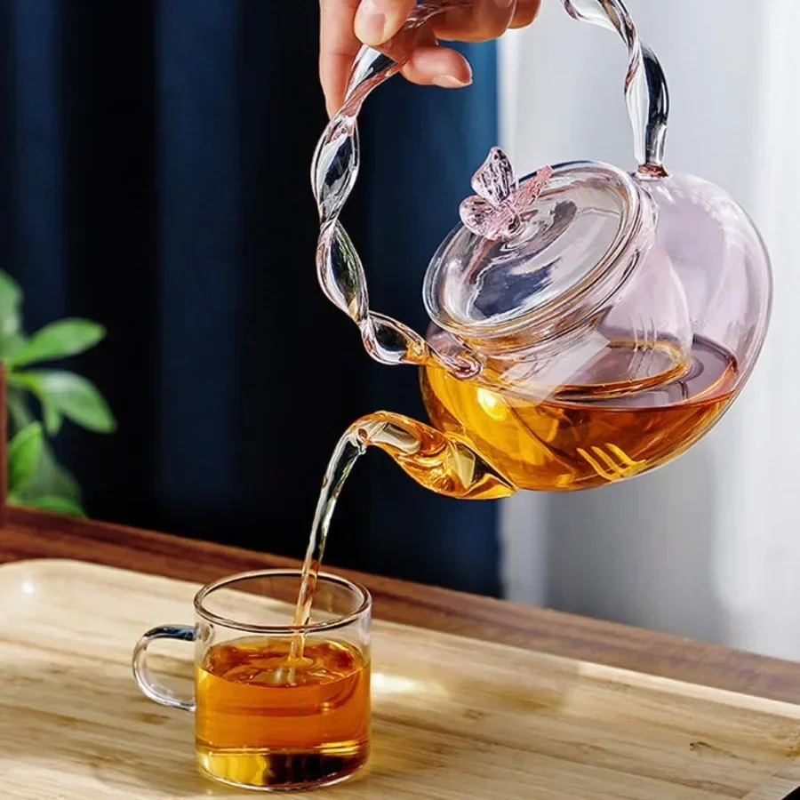 Floral Lid Design Tea Infuser Glass Teapot - Image 5