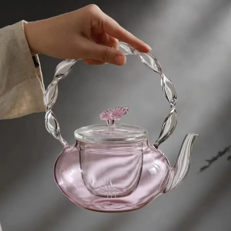 Floral Lid Design Tea Infuser Glass Teapot - Image 6