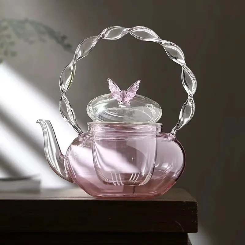 Floral Lid Design Tea Infuser Glass Teapot - Image 7