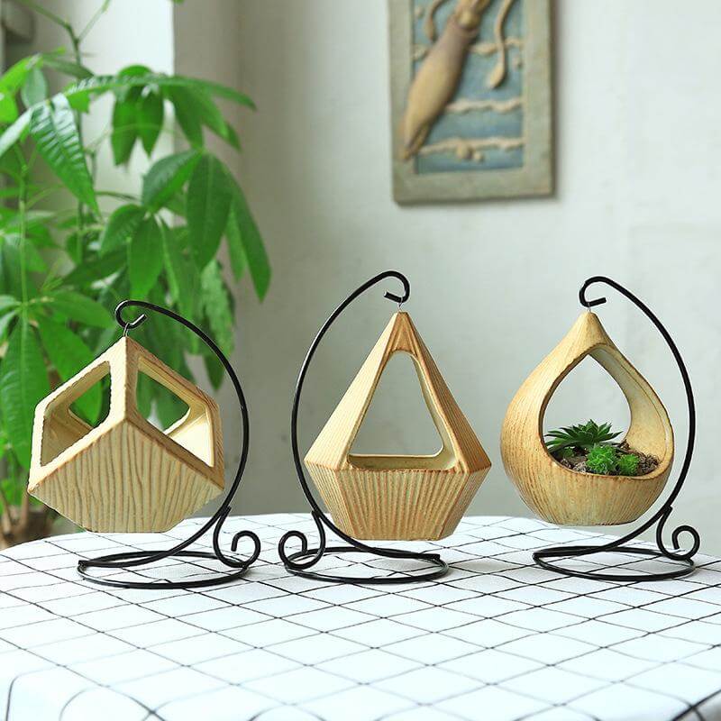 Flower Hanging Triangle Vase Container Pot - Image 3