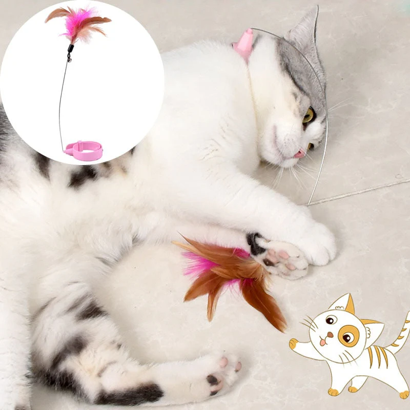 Fluffy Feather Interactive Cat Collar Toy - Image 4