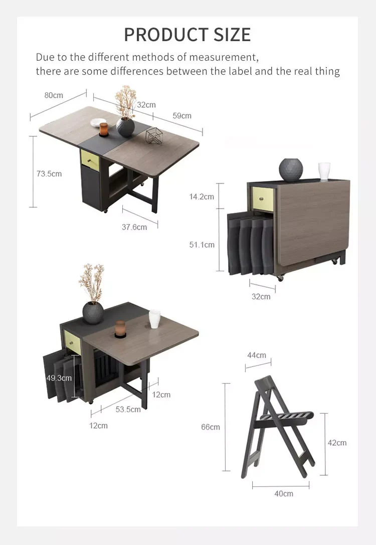 Foldable Elegant Rectangle Dining Table Set - Image 10