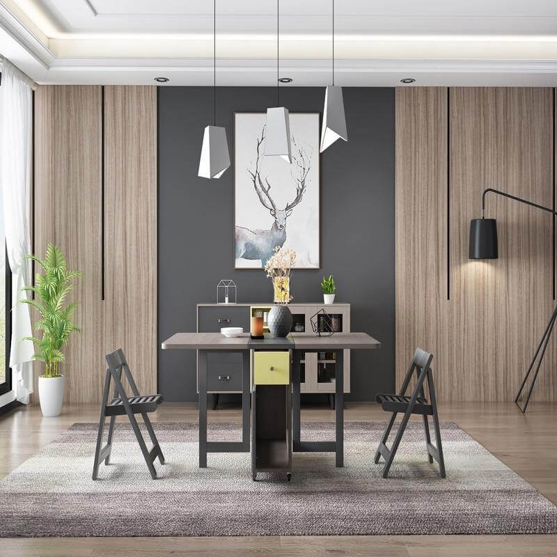 Foldable Elegant Rectangle Dining Table Set - Image 3