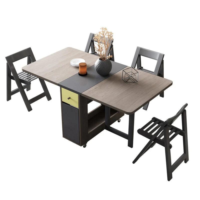 Foldable Elegant Rectangle Dining Table Set - Image 4