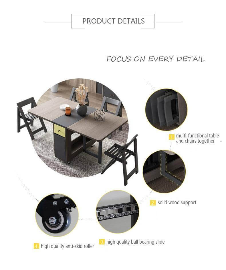 Foldable Elegant Rectangle Dining Table Set - Image 5