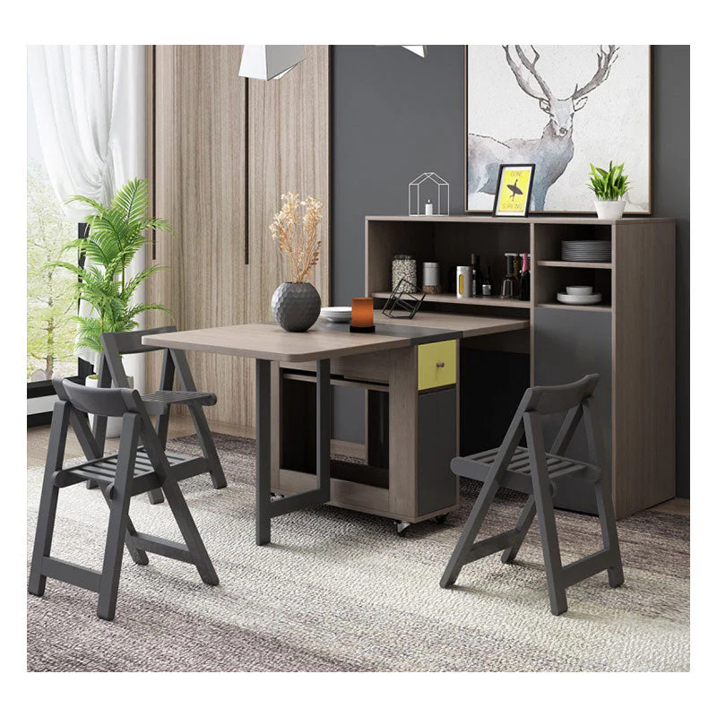 Foldable Elegant Rectangle Dining Table Set - Image 7