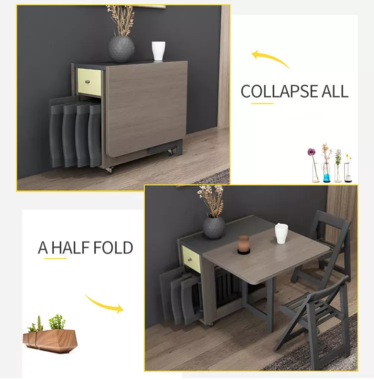 Foldable Elegant Rectangle Dining Table Set - Image 8