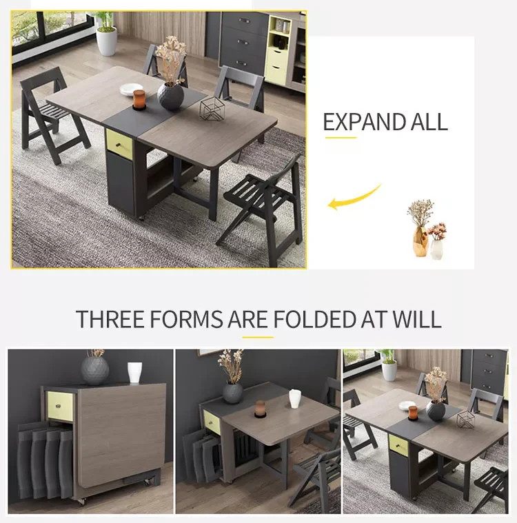 Foldable Elegant Rectangle Dining Table Set - Image 9