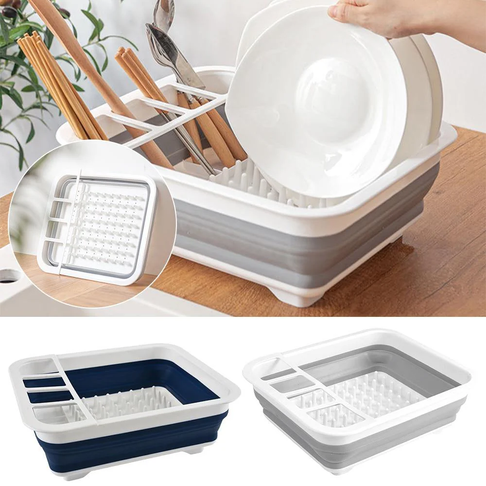 Foldable Kitchen Dish Drying Rack with Drainer - Image 2