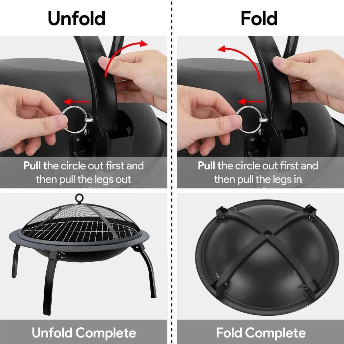 Foldable Outdoor Terrace Fire Pit Grill - Image 5
