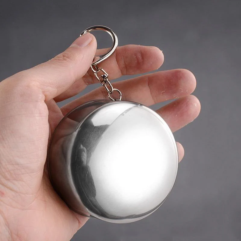 Foldable Portable Stainless Steel Camping Cup With Keychain - Image 2