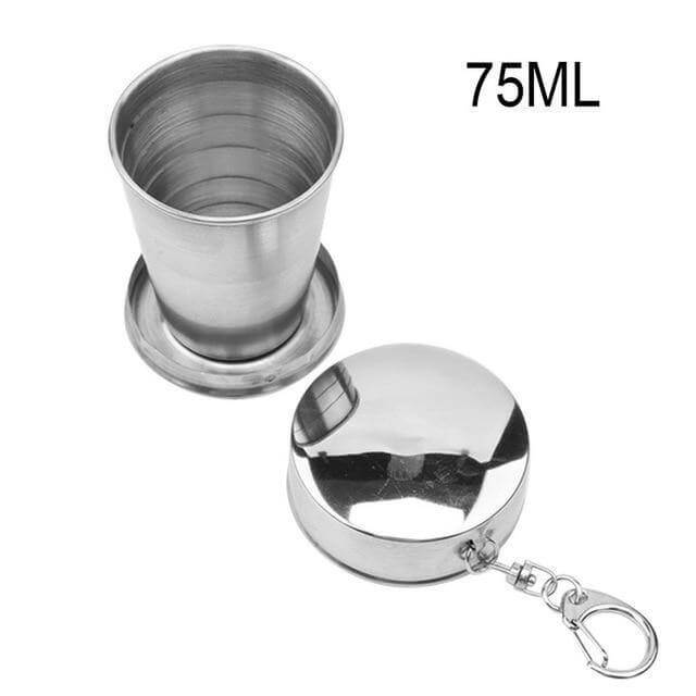 Foldable Portable Stainless Steel Camping Cup With Keychain - Image 5