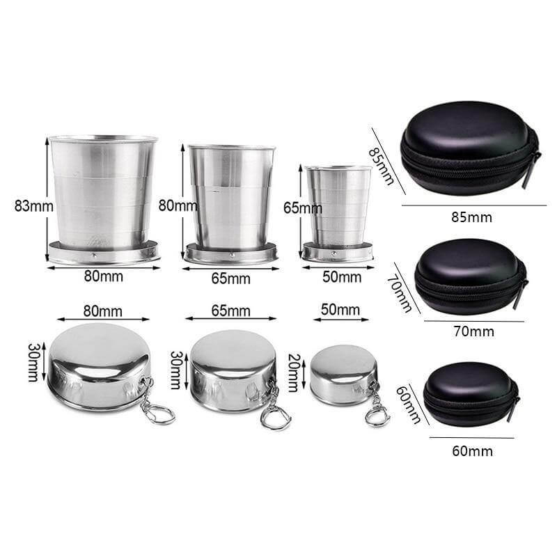 Foldable Portable Stainless Steel Camping Cup With Keychain - Image 8