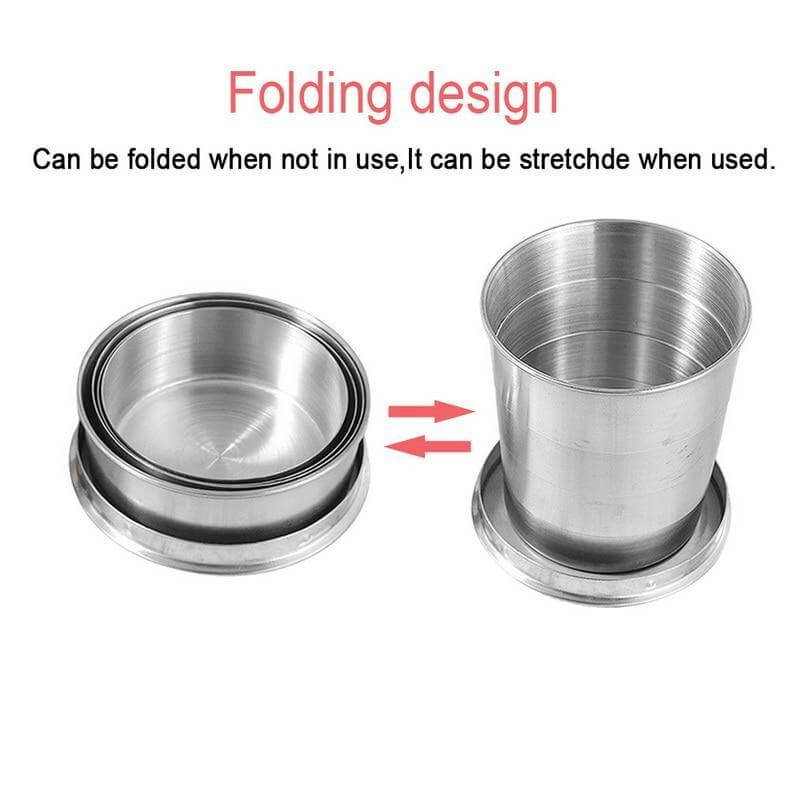 Foldable Portable Stainless Steel Camping Cup With Keychain - Image 9