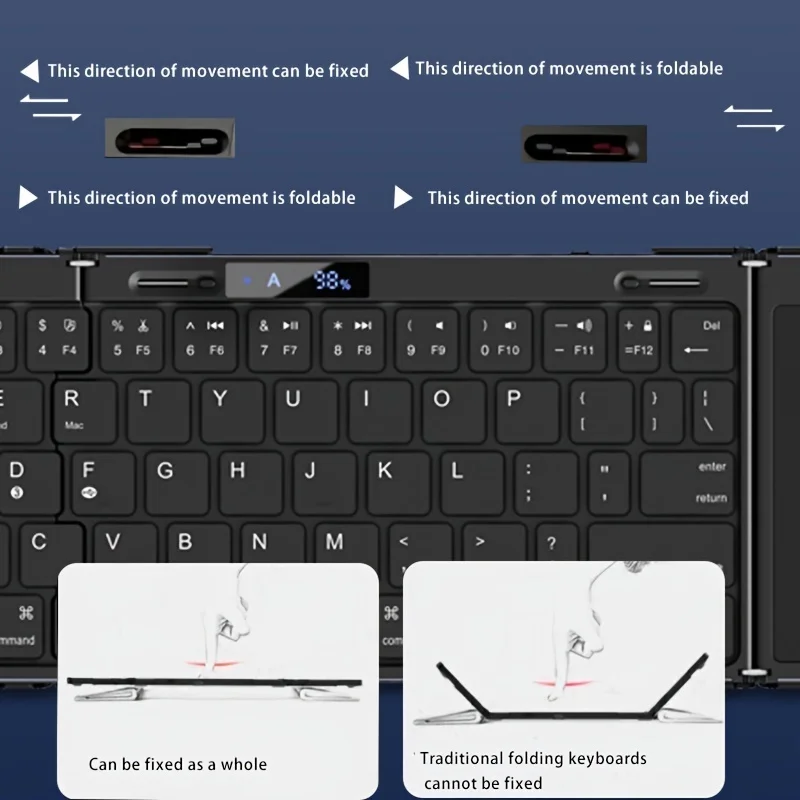 Foldable RGB Wireless Built-in Touchpad Backlit Travel Keyboard - Image 4