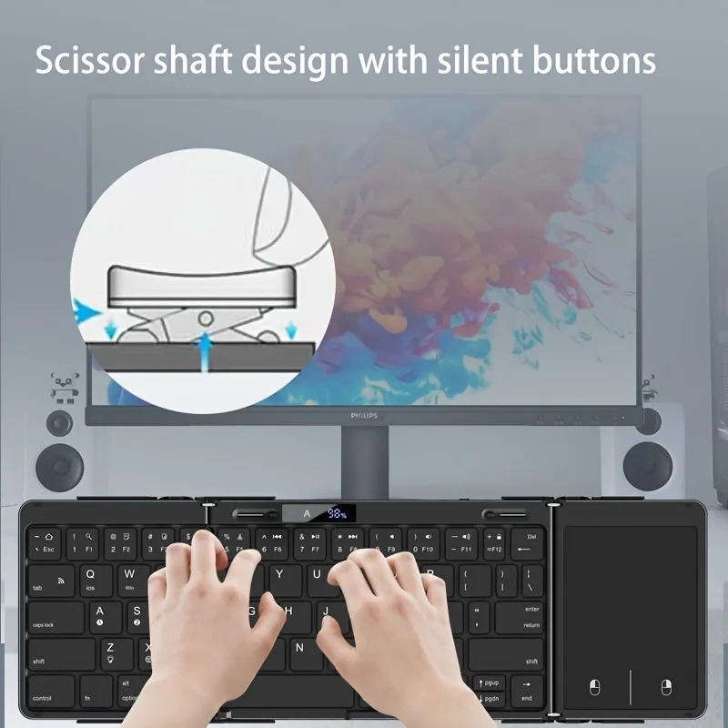 Foldable RGB Wireless Built-in Touchpad Backlit Travel Keyboard - Image 5