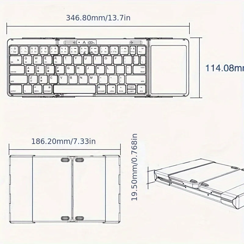 Foldable RGB Wireless Built-in Touchpad Backlit Travel Keyboard - Image 6