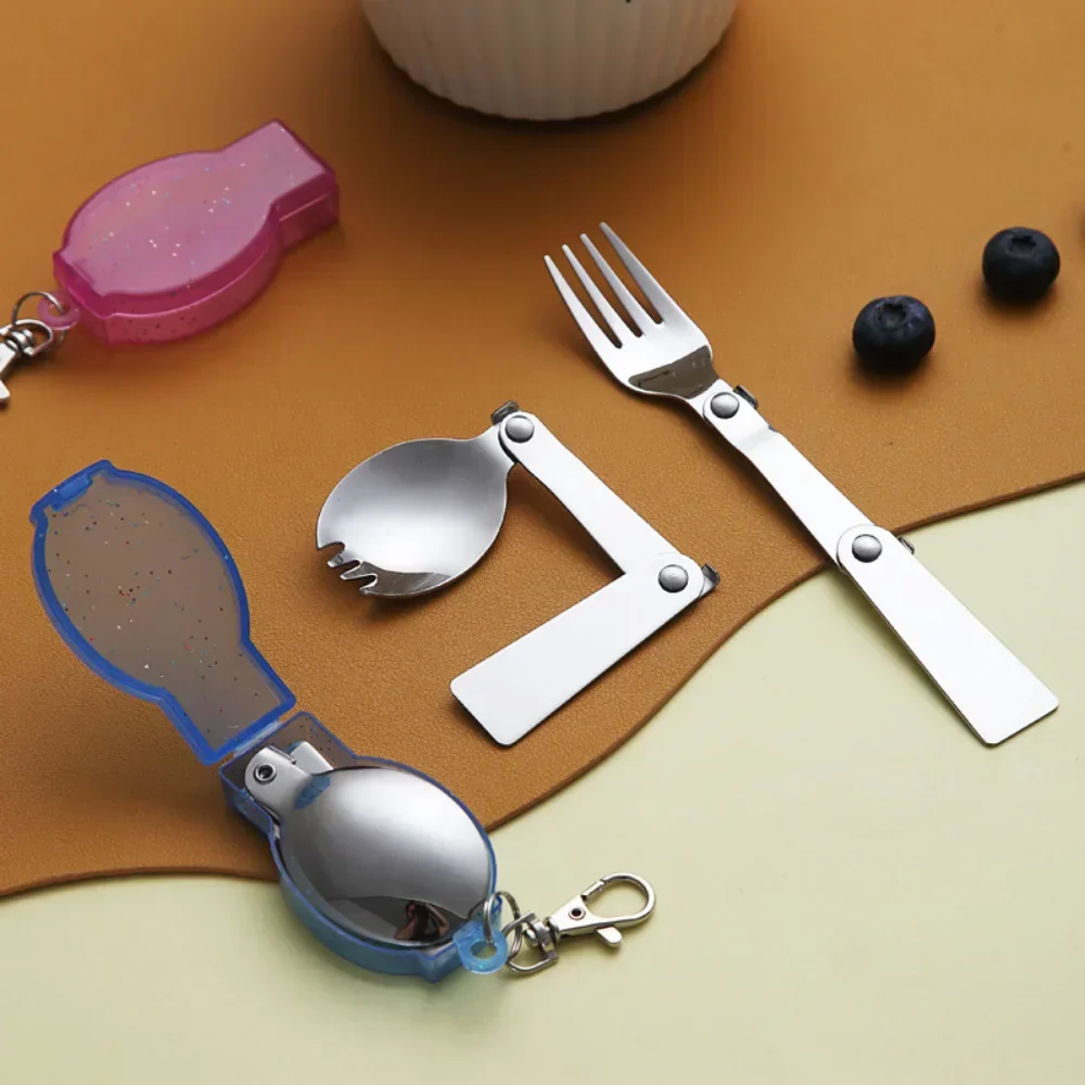 Foldable Stainless Steel Travel Spoon Fork Set