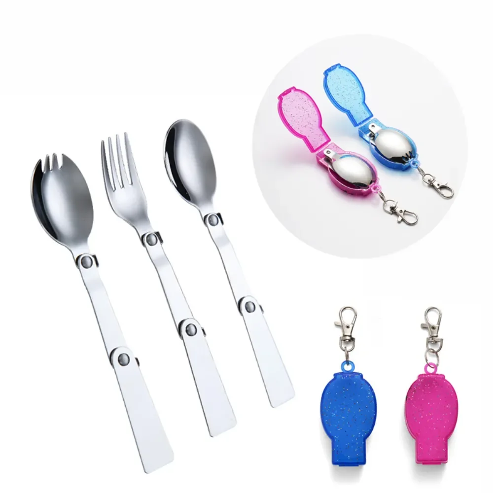 Foldable Stainless Steel Travel Spoon Fork Set - Image 3