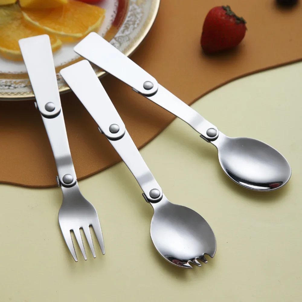 Foldable Stainless Steel Travel Spoon Fork Set - Image 4