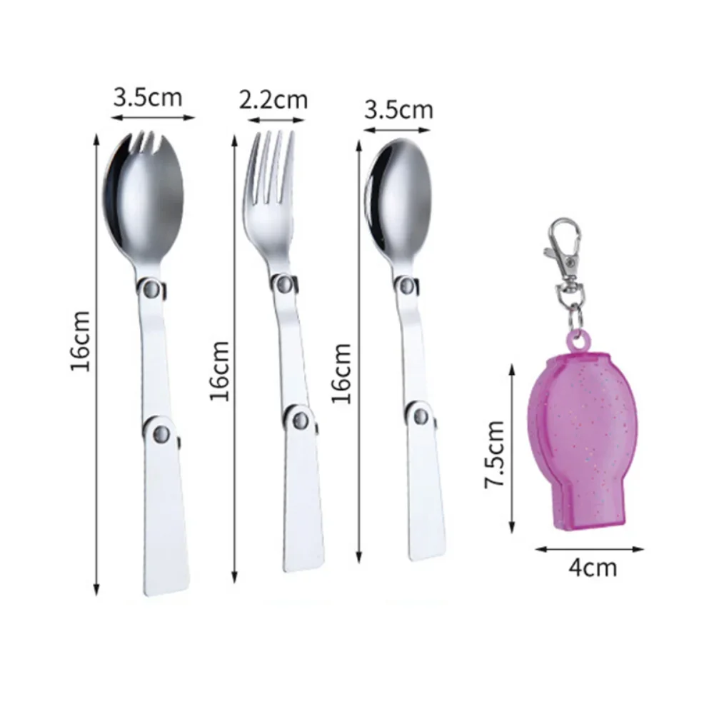 Foldable Stainless Steel Travel Spoon Fork Set - Image 6
