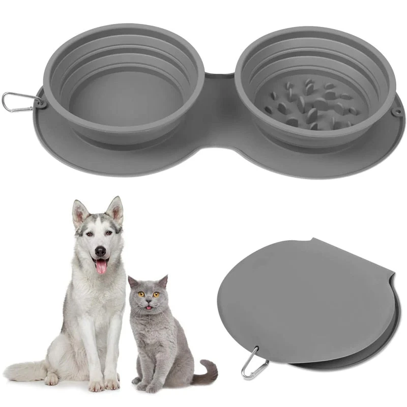 Foldable Travel Pet Double Feeding Bowl - Image 3