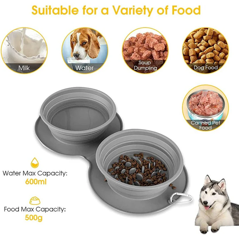 Foldable Travel Pet Double Feeding Bowl - Image 5