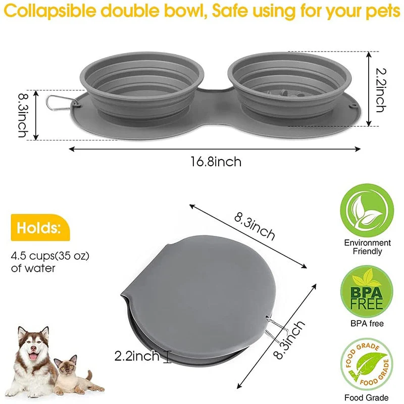 Foldable Travel Pet Double Feeding Bowl - Image 8