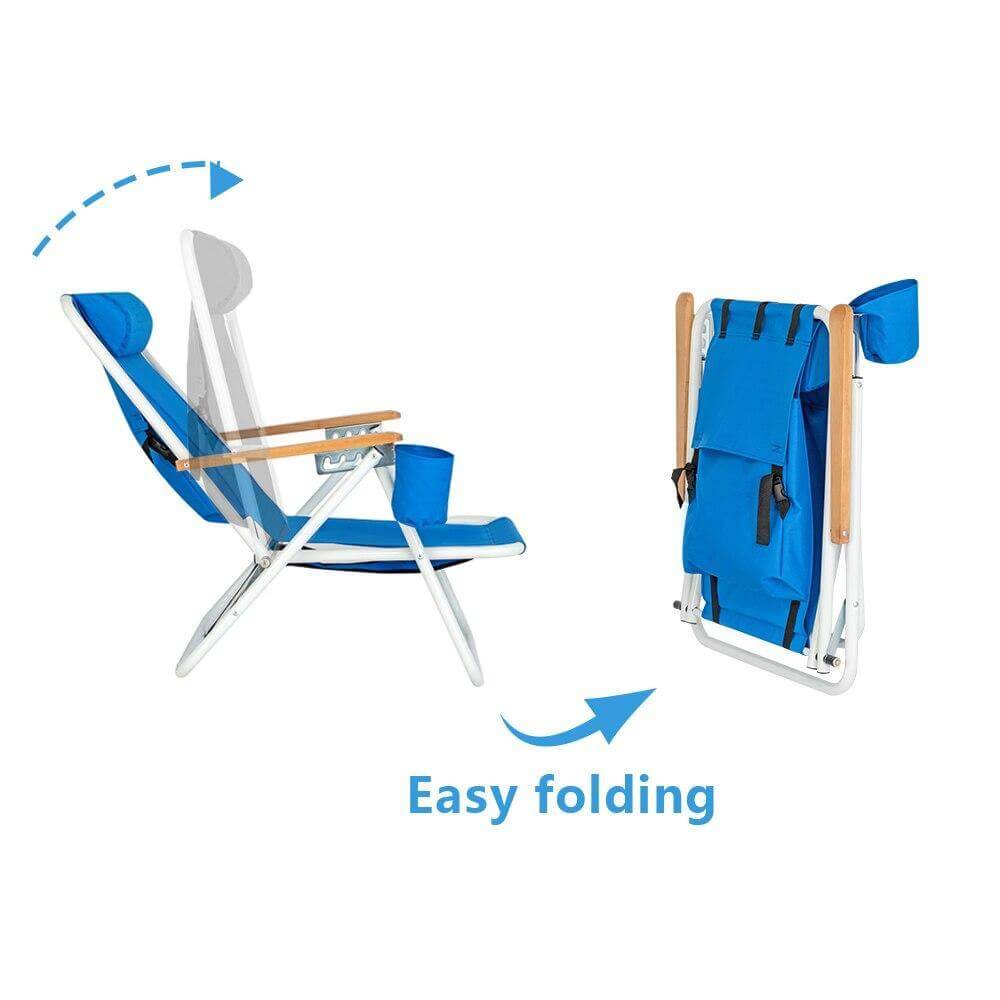 Folding Beach Chair With Adjustable Headrest - Image 3